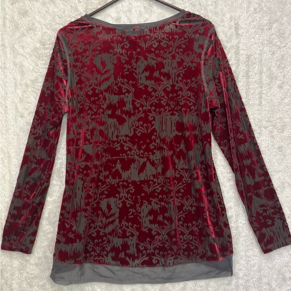 Vera Wang Burgundy Velvet Burnout Tunic Top Sz L Simply Vera Wimsigoth Whitchy - Picture 10 of 16